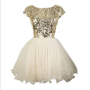 Cap Sleeve Sequin and Tulle Dress